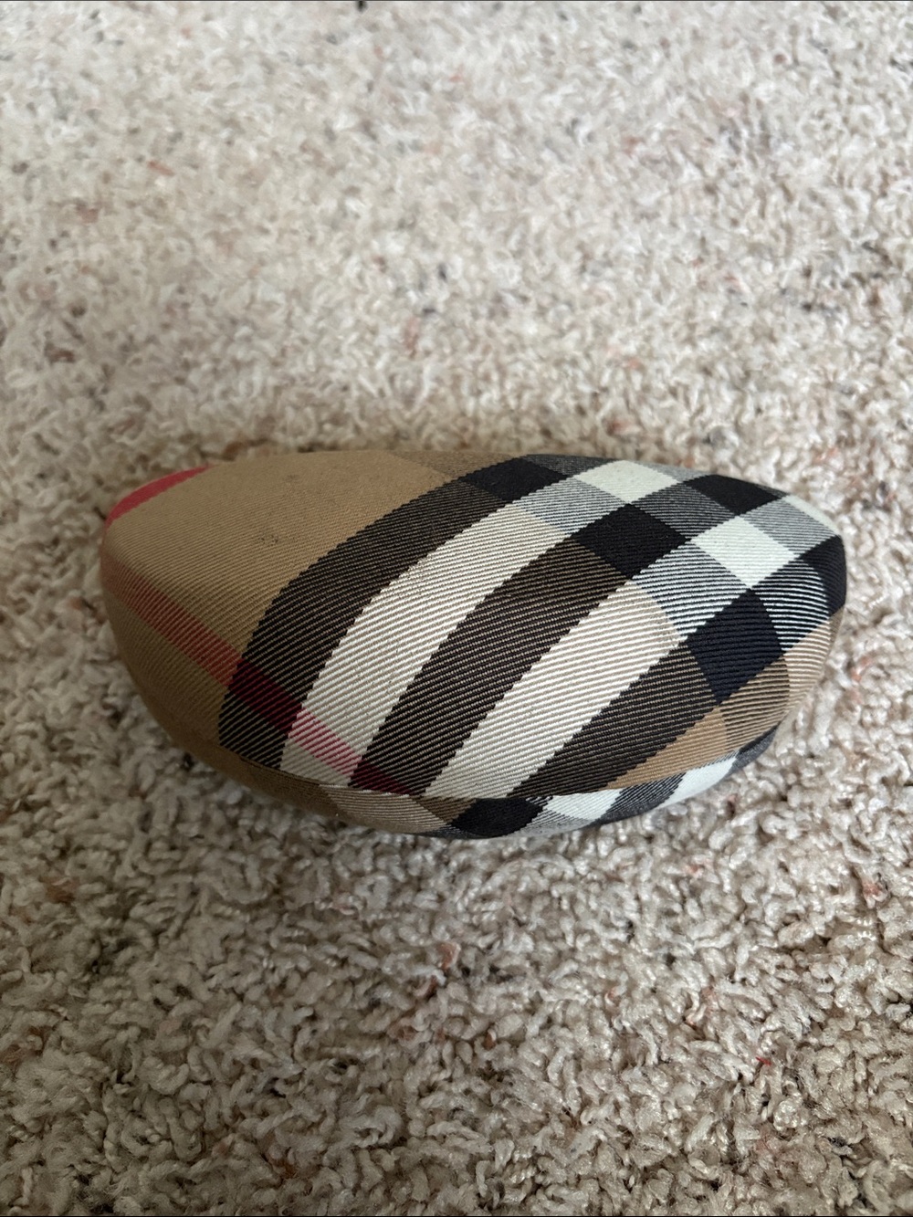 Burberry Tan and Black unisex Check Plaid Sunglasses Case + folding sunglasses